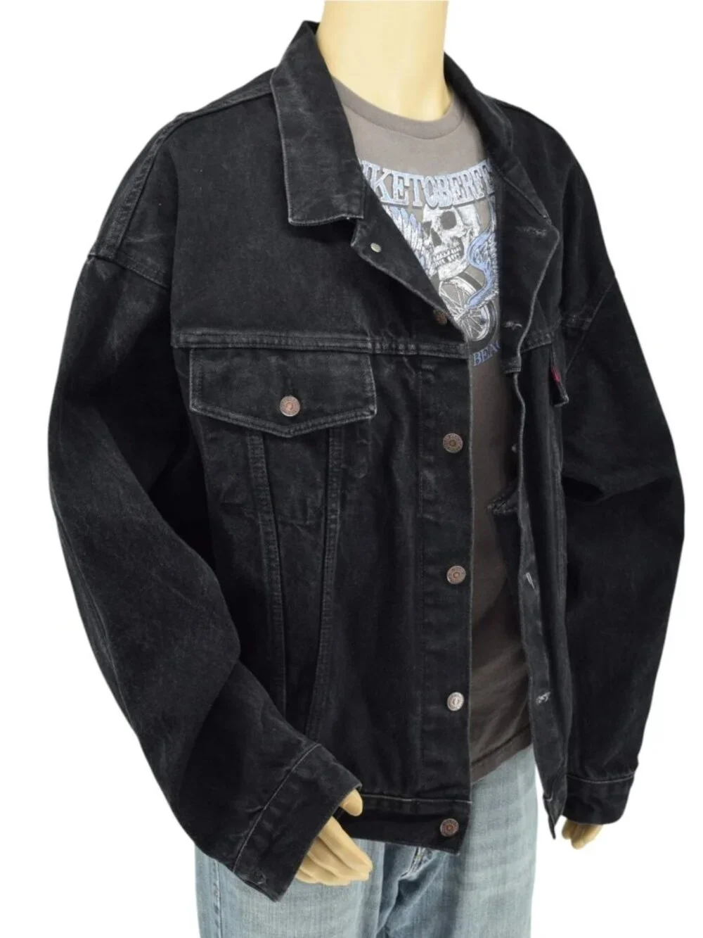 Vintage Levi’s 70598 4159‎ Black Denim Trucker Jacket XL 